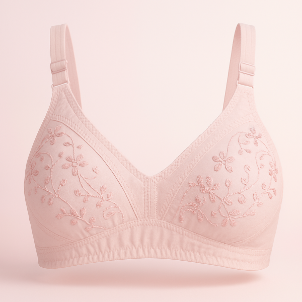 Cotton Embroidered Chikan Bra for Women – Soft Breathable Fabric, Floral Design & Daily Comfort