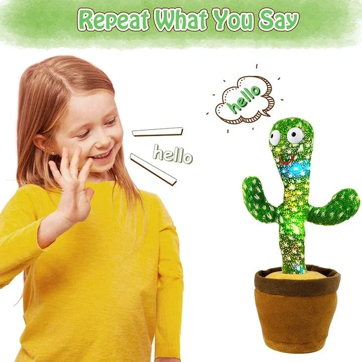 Dancing Cactus Toy – Singing, Talking, Rechargeable Plush with Cap for Kids