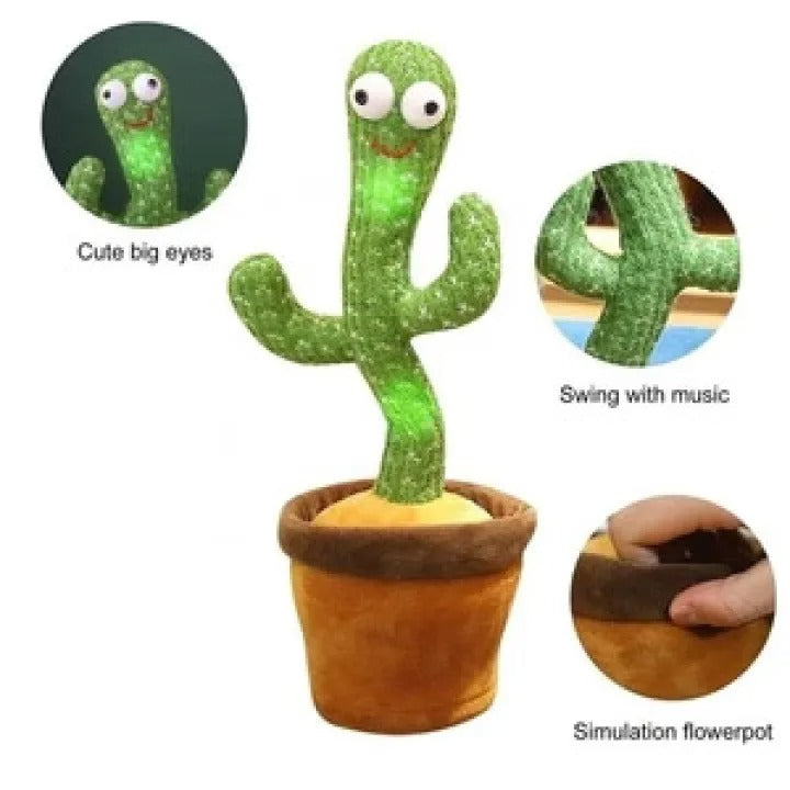 Dancing Cactus Toy – Singing, Talking, Rechargeable Plush with Cap for Kids