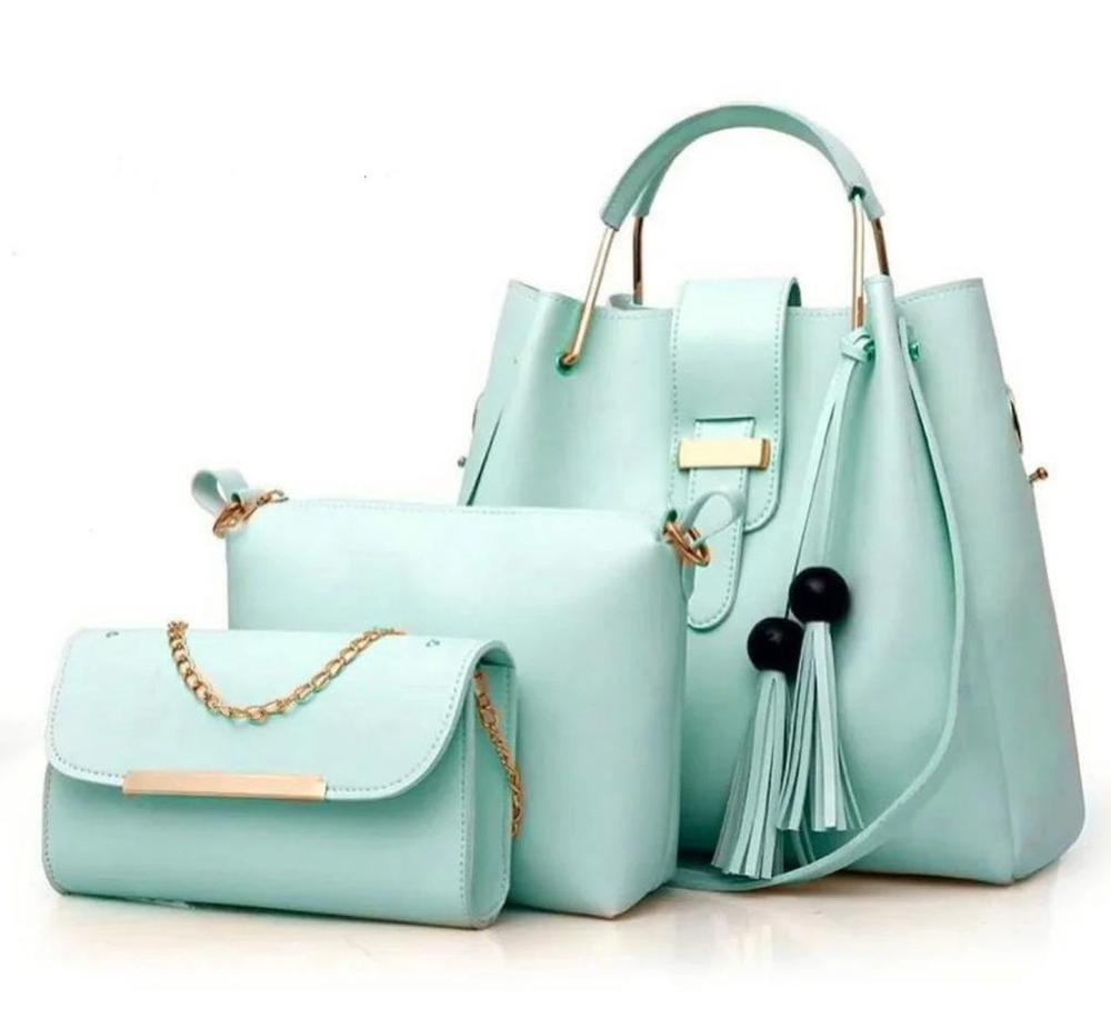 3-Piece Women’s PU Leather Handbag Set – Stylish Plain Tote, Shoulder & Crossbody Bags for Everyday Use & Special Occasions