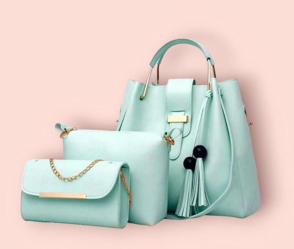 3-Piece Women’s PU Leather Handbag Set – Stylish Plain Tote, Shoulder & Crossbody Bags for Everyday Use & Special Occasions