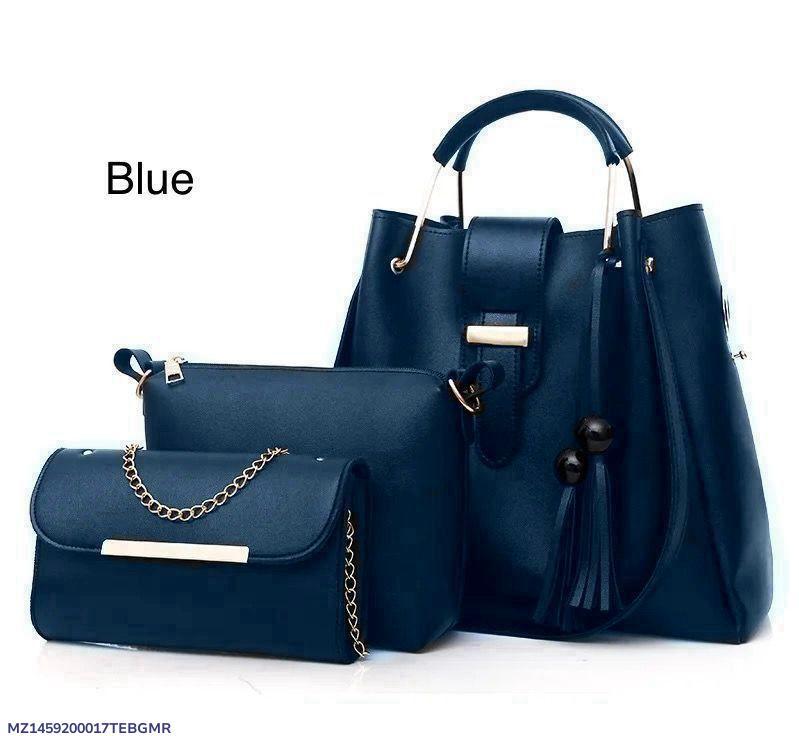 3-Piece Women’s PU Leather Handbag Set – Stylish Plain Tote, Shoulder & Crossbody Bags for Everyday Use & Special Occasions