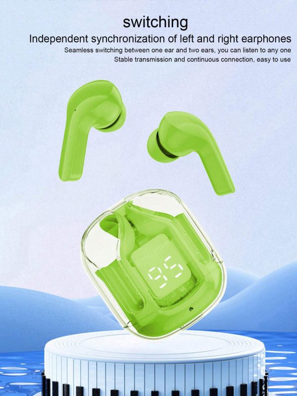 Air 31 Wireless Earbuds – Crystal Transparent Case, Bluetooth 5.3, Type-C Charging + Pouch (Random)