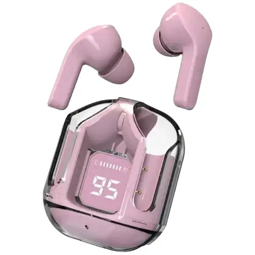 Air 31 Wireless Earbuds – Crystal Transparent Case, Bluetooth 5.3, Type-C Charging + Pouch (Random)