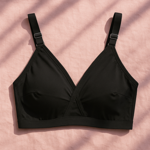 Black Cotton Bra for Women – Soft Everyday Support Bra with 3-Hook Closure, Comfortable & Durable Undergarment