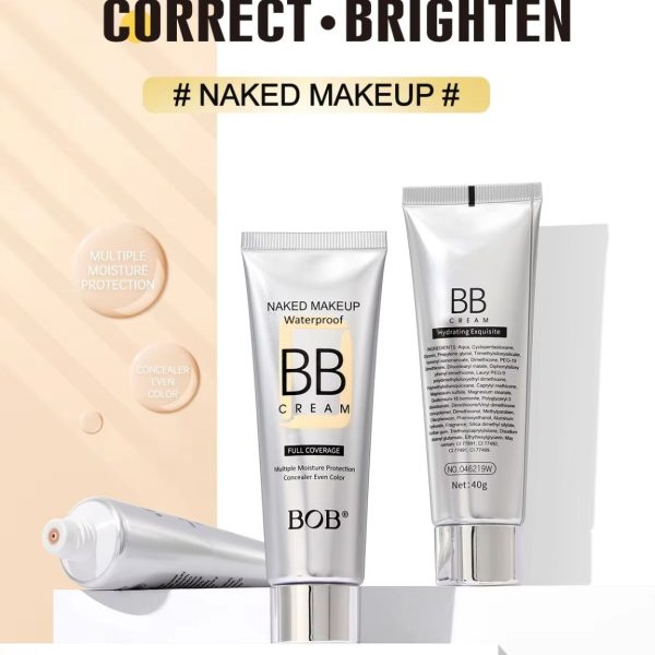 Bob Naked Waterproof Full Coverage BB Cream – Long-Lasting Original Formula Makeup (40g Pack)