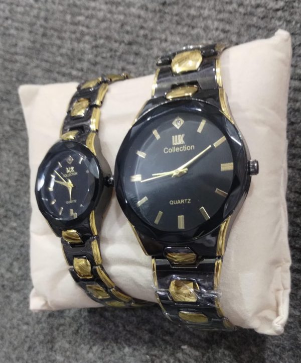 Elegant Couple Watch Set – Luxury Quartz Wristwatches for Him & Her with Dual-Tone Metal Straps