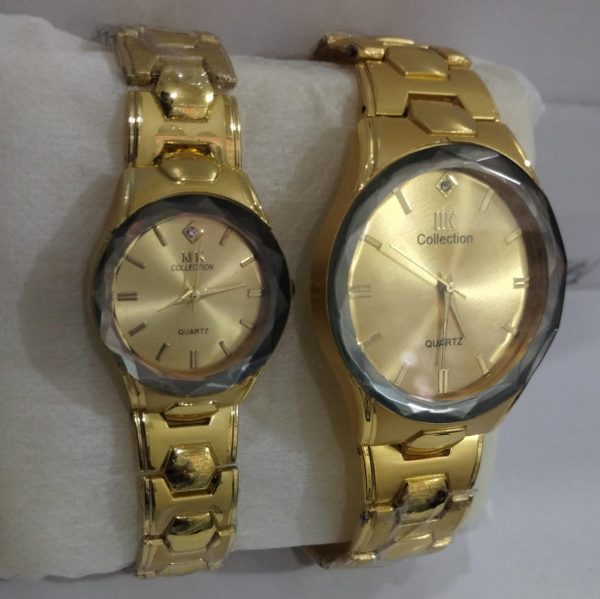 Elegant Couple Watch Set – Luxury Quartz Wristwatches for Him & Her with Dual-Tone Metal Straps