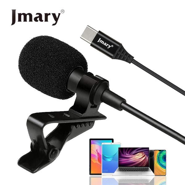 Jmary Type-C Lavalier Microphone with Clip – TikTok, Mobile, Laptop & Tablet Compatible Mic