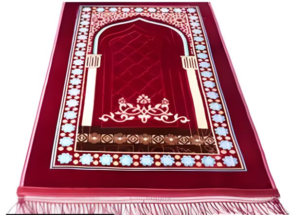 Luxury Velvet Embossed Prayer Mat – Soft & Elegant Janamaz for Daily Salah, Hajj, Umrah & Ramadan