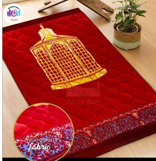 Luxury Velvet Embossed Prayer Mat – Soft & Elegant Janamaz for Daily Salah, Hajj, Umrah & Ramadan