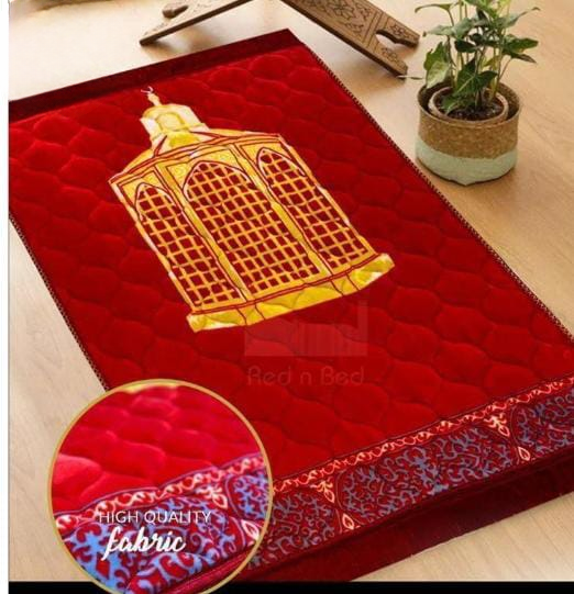 Luxury Velvet Embossed Prayer Mat – Soft & Elegant Janamaz for Daily Salah, Hajj, Umrah & Ramadan