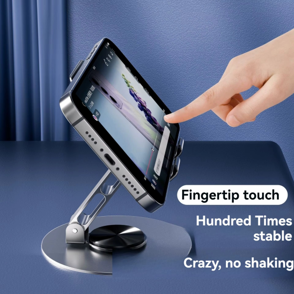 360° Adjustable Mobile Phone Holder Stand – Folding Desktop & Tablet Stand, Stainless Steel