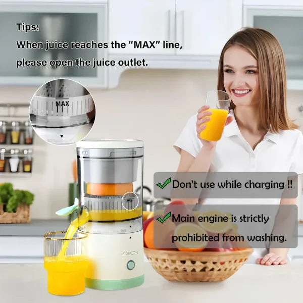 Portable Electric Citrus Juicer – Rechargeable Orange & Lemon Juice Extractor, Squeezer & Blender