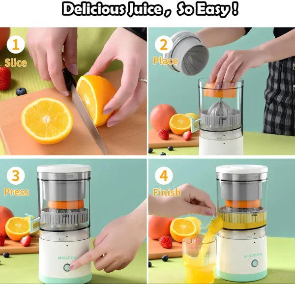 Portable Electric Citrus Juicer – Rechargeable Orange & Lemon Juice Extractor, Squeezer & Blender