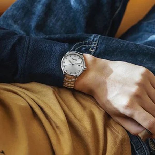 Rado Men’s Formal Wrist Watch – Luxury Quartz Watch with Stainless Steel Chain (Box Included)