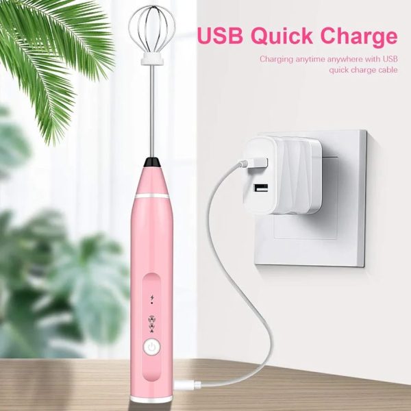 Rechargeable Handheld Milk Frother – 3-Speed Electric Coffee Mixer for Latte, Cappuccino & Drinks