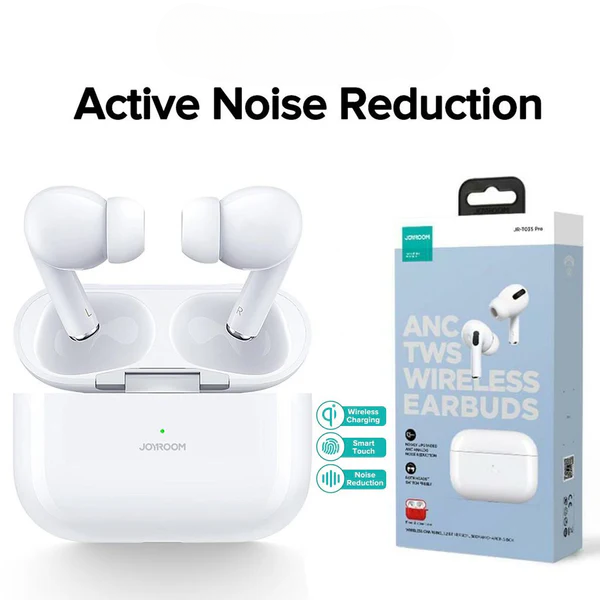 Joyroom T03s Pro TWS Earbuds – Active Noise Cancelling (ANC) Wireless Bluetooth Earphones – White
