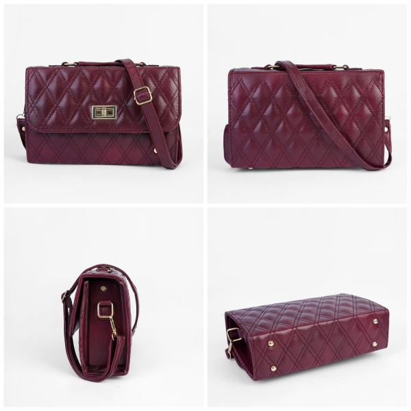 Women’s PU Leather Embroidered Shoulder Bag – Elegant Maroon Handbag, Stylish Crossbody Purse for Everyday & Special Occasions