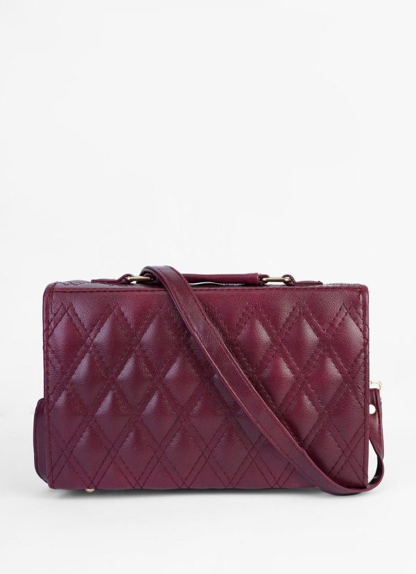 Women’s PU Leather Embroidered Shoulder Bag – Elegant Maroon Handbag, Stylish Crossbody Purse for Everyday & Special Occasions