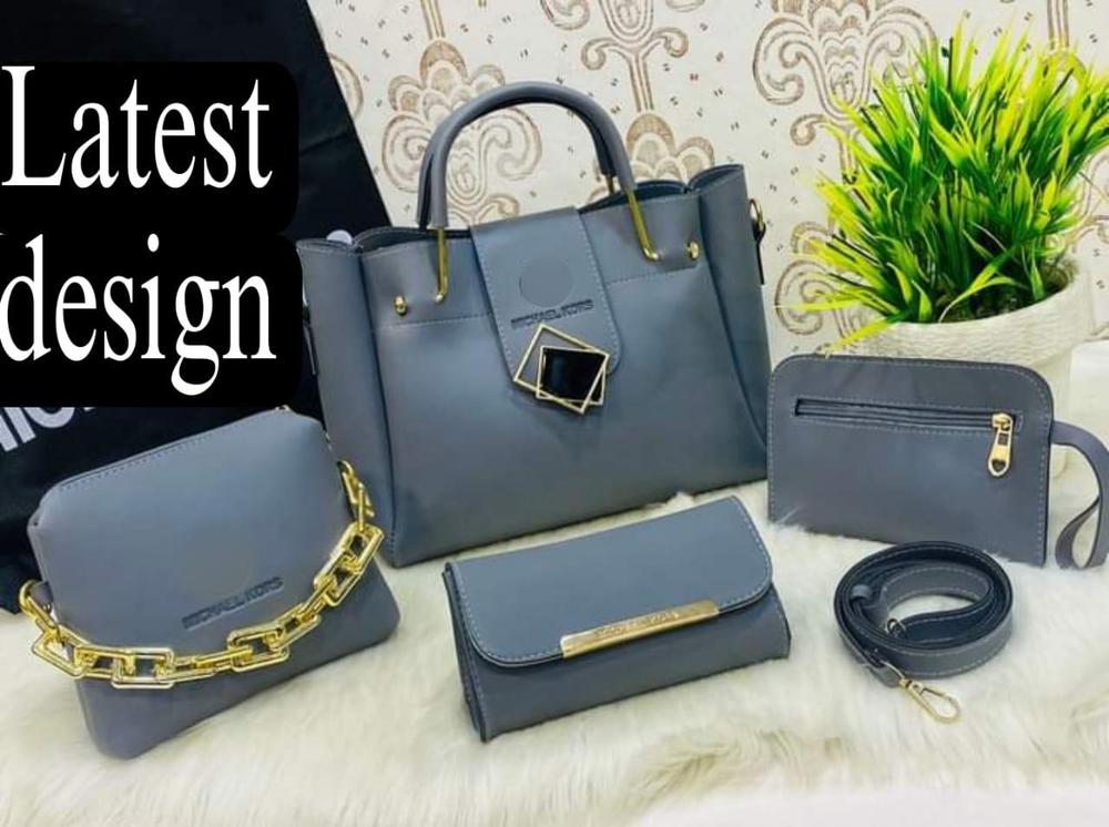 4-Piece Women’s PU Leather Handbag Set – Stylish Plain Tote, Shoulder, Crossbody & Pouch Bags for Everyday Use & Special Occasions