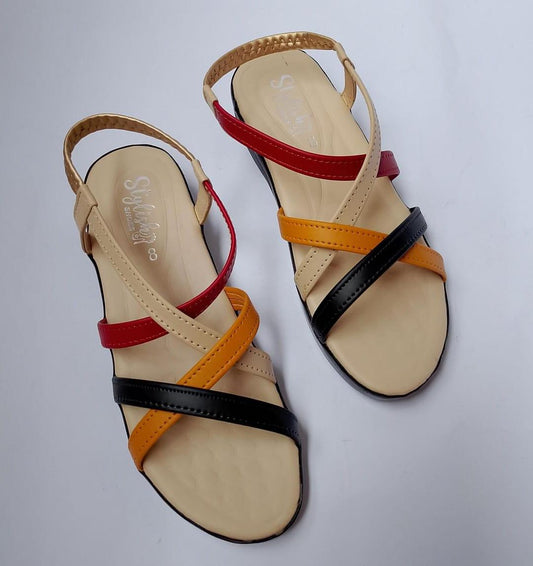 Women’s Synthetic Leather Casual Wedge Sandals – Comfortable Slip-On Summer Footwear, Stylish Everyday Wear Shoes