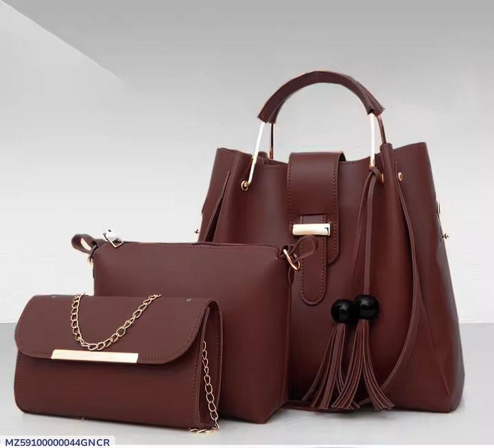 3-Piece Women’s PU Leather Handbag Set – Stylish Plain Tote, Shoulder & Crossbody Bags for Everyday Use & Special Occasions