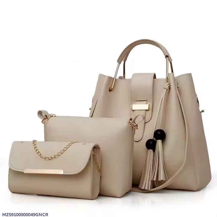 3-Piece Women’s PU Leather Handbag Set – Stylish Plain Tote, Shoulder & Crossbody Bags for Everyday Use & Special Occasions