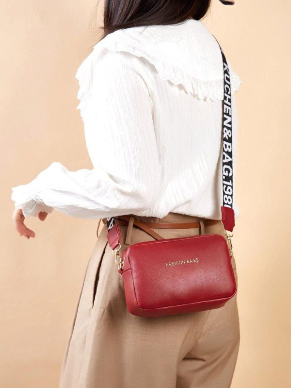 PU Leather Wide Strap Crossbody Bag – Simple & Stylish Small Shoulder Bag for Women, Everyday Casual Purse