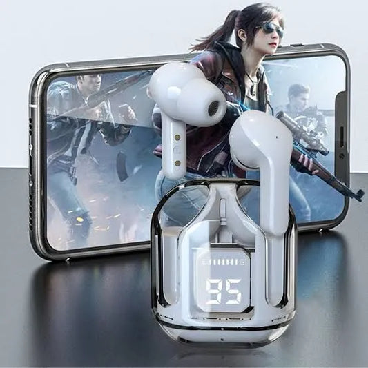 Air31 Wireless Crystal Transparent Earbuds – Bluetooth Earphones with Charging Case (Random Color)