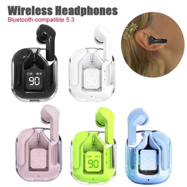 Air31 Wireless Crystal Transparent Earbuds – Bluetooth Earphones with Charging Case (Random Color)