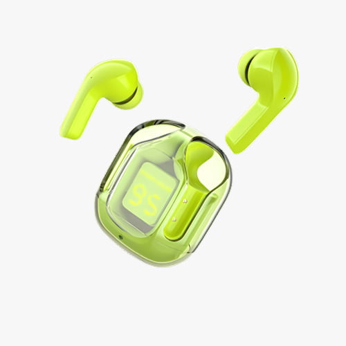 Air 31 Wireless Earbuds – Crystal Transparent Case, Bluetooth 5.3, Type-C Charging + Pouch (Random)