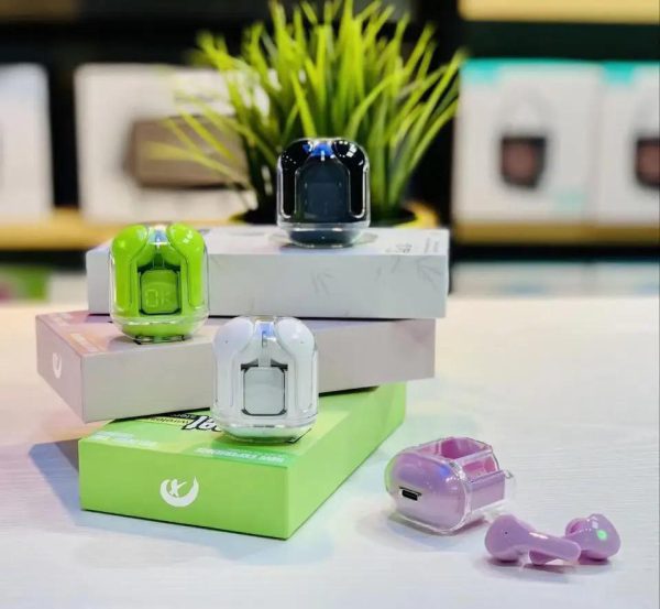 Air 31 Wireless Earbuds – Crystal Transparent Case, Bluetooth 5.3, Type-C Charging + Pouch (Random)