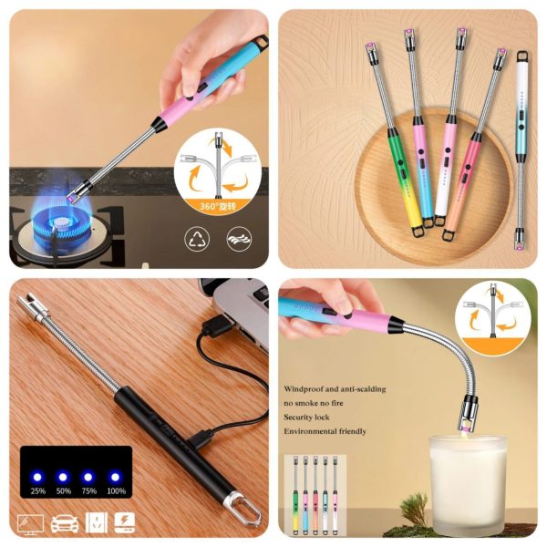 Arc Lighter with USB Charging – Flameless Windproof Lighter with LED Battery Display & Safety Switch