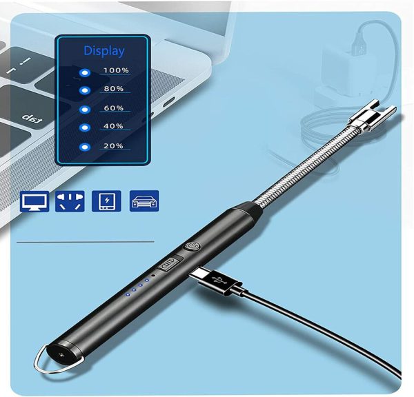 Arc Lighter with USB Charging – Flameless Windproof Lighter with LED Battery Display & Safety Switch