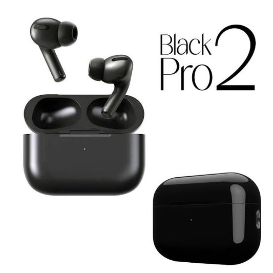 Black Pro 2 TWS Wireless Earbuds – Bluetooth 5.1, Noise Cancelling Earphones with Charging Case