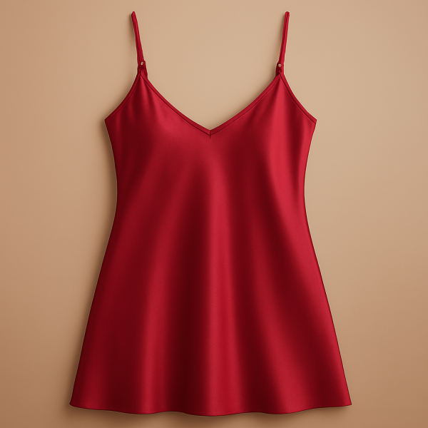 Black Satin Slip Dress – Sleeveless Camisole with Adjustable Straps, Free Size Nightwear & Layering
