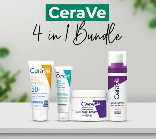 CeraVe 4-in-1 Skincare Kit – Night Cream, Sunblock, Cleanser & Serum for Radiant Healthy Skin