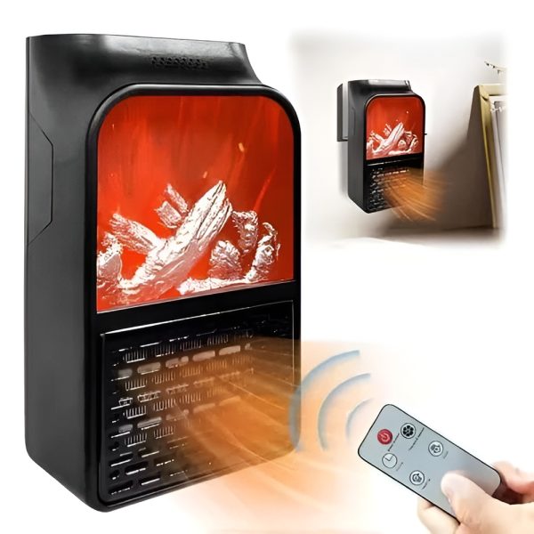 Flame Heater 1000W – Portable Plug-in Electric Room Heater with Flame Effect & Remote Control