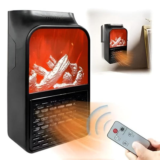 Flame Heater 1000W – Portable Plug-in Electric Room Heater with Flame Effect & Remote Control