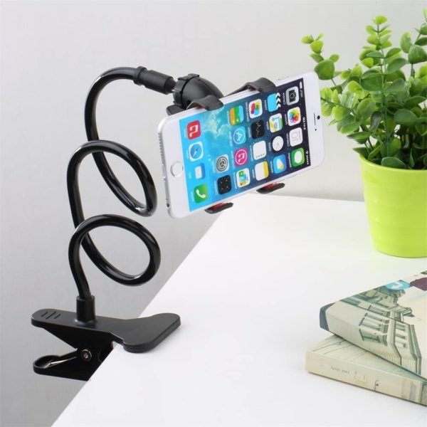 Flexible Mobile Phone Stand Holder – 360° Rotating Lazy Bedside Snake Stand with Strong Grip (Random Color)