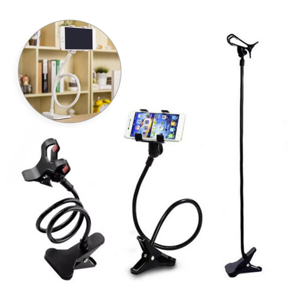 Flexible Mobile Phone Stand Holder – 360° Rotating Lazy Bedside Snake Stand with Strong Grip (Random Color)