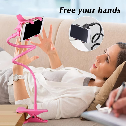 Flexible Mobile Phone Stand Holder – 360° Rotating Lazy Bedside Snake Stand with Strong Grip (Random Color)
