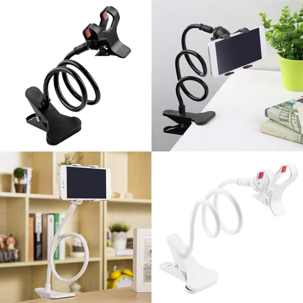 Flexible Mobile Phone Stand Holder – 360° Rotating Lazy Bedside Snake Stand with Strong Grip (Random Color)