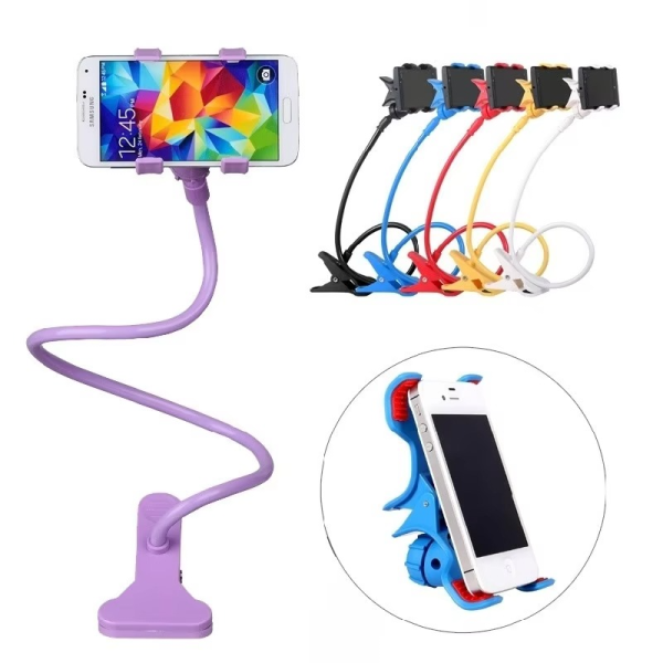 Flexible Mobile Phone Stand Holder – 360° Rotating Lazy Bedside Snake Stand with Strong Grip (Random Color)