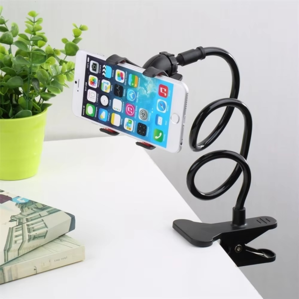 Flexible Mobile Phone Stand Holder – 360° Rotating Lazy Bedside Snake Stand with Strong Grip (Random Color)