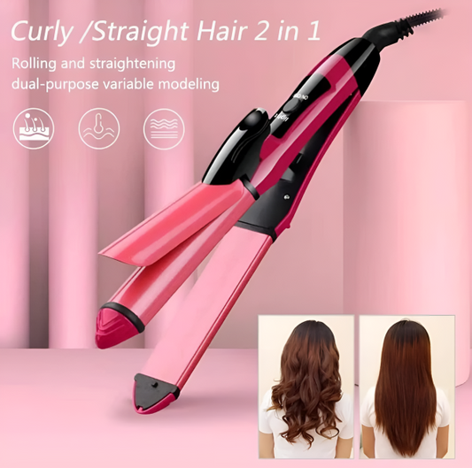 Nova 2-in-1 Hair Straightener & Curler NH-2009 – Quick Heat Ceramic Plates, Dual Styling Tool