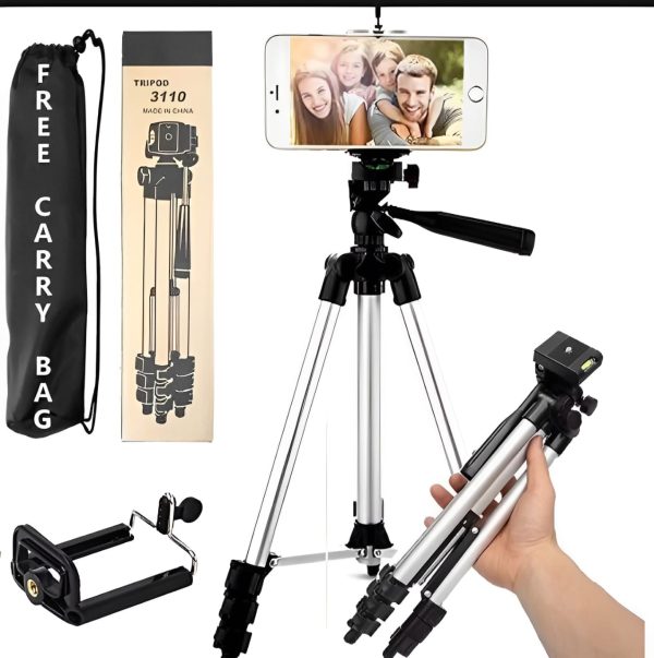 Pack of 3 Adjustable Tripod Stands – 3.5ft Mobile & DSLR Camera Stand with Holder & Bag (Model 3110)