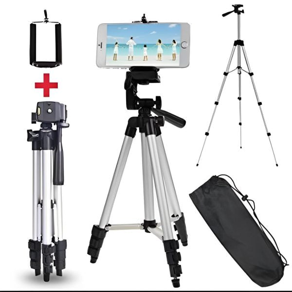 Pack of 3 Adjustable Tripod Stands – 3.5ft Mobile & DSLR Camera Stand with Holder & Bag (Model 3110)