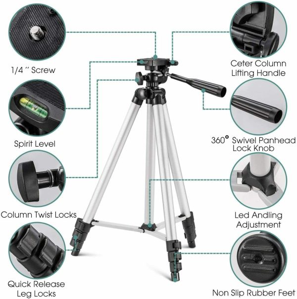 Pack of 3 Adjustable Tripod Stands – 3.5ft Mobile & DSLR Camera Stand with Holder & Bag (Model 3110)
